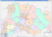 Rocky Mount Metro Area Wall Map Color Cast Style